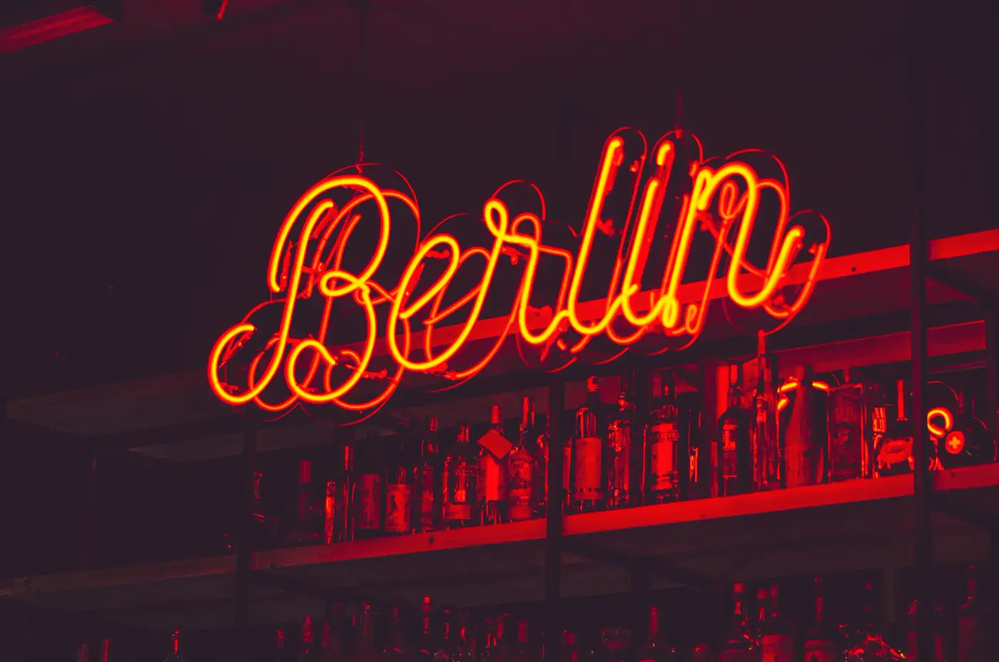 A neon sign in a Berlin bar.