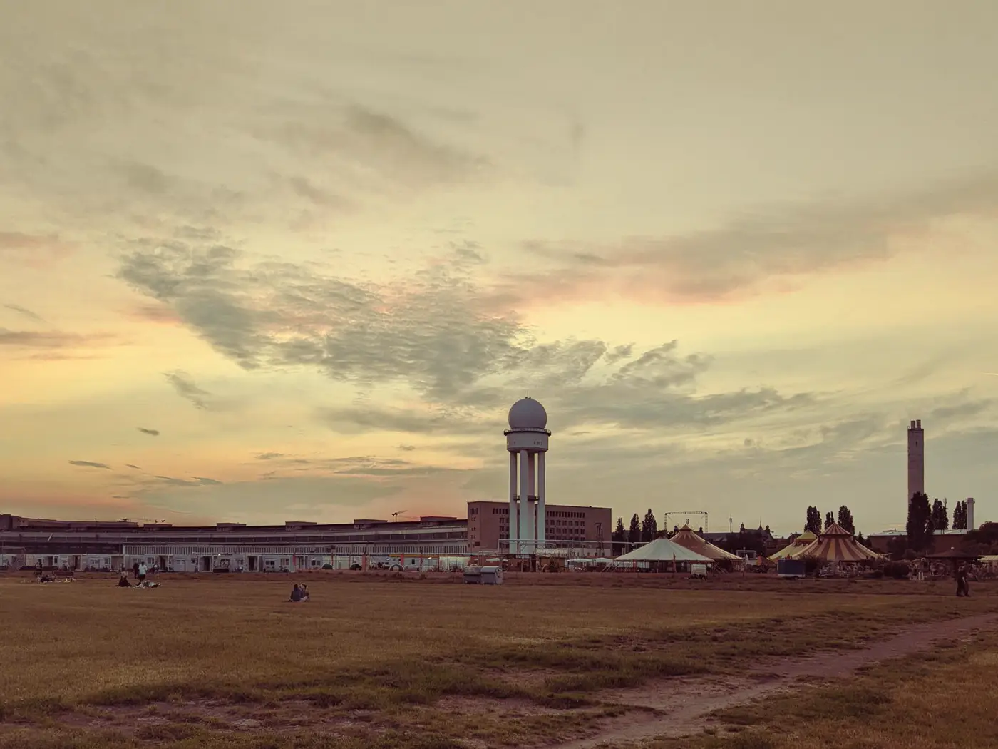 Sunset over Tempelhofer Feld, the old airport.
