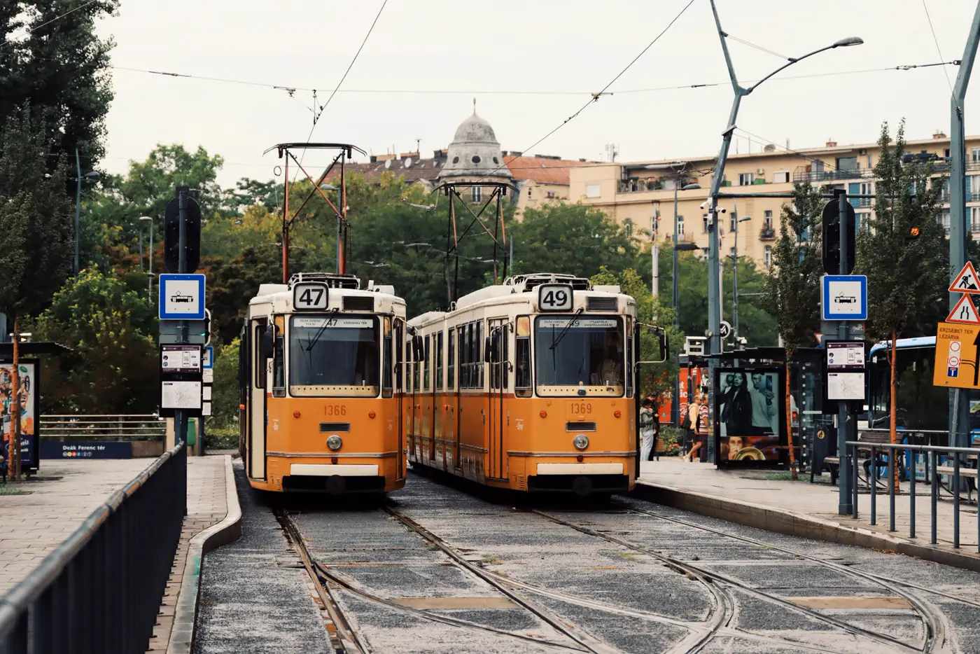 Budapest's yellow trams.