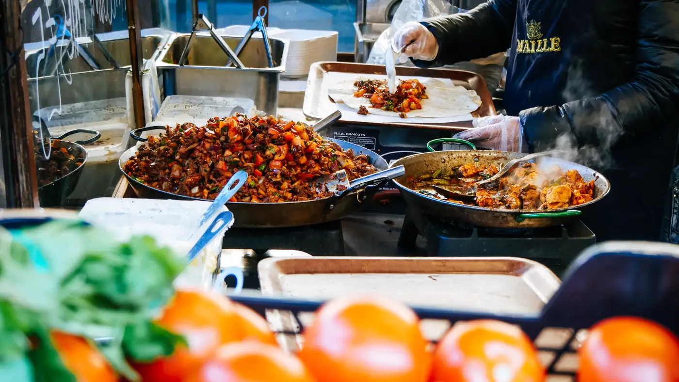Street food at a London market.